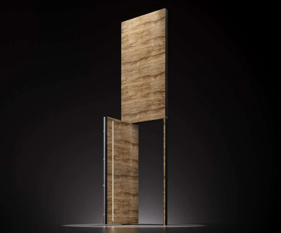 Pivot Mini — foaie pivotantă cu placare minerală, prezentare de studio