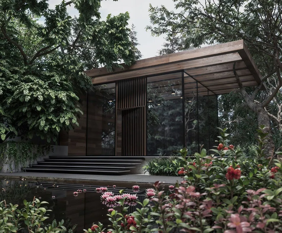 Pivot Superior 113 — intrare pivotantă într-o vilă contemporană